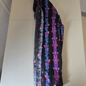 Vintage Wrangler Black Shirr with Blue and Pink Floral Design